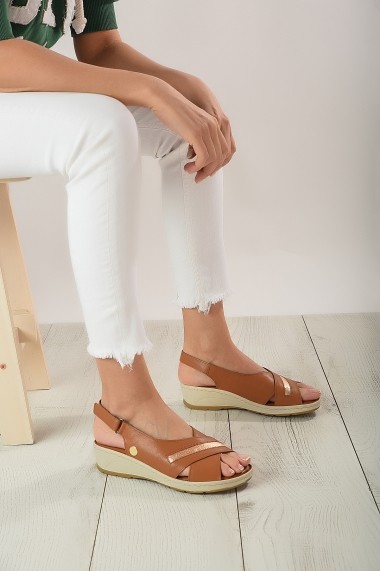 Sandale plate din piele ShoesTime 19Y 2107 Maro