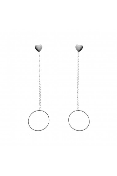 Cercei Argint 925 Delicate Hearts & Hanging Circles