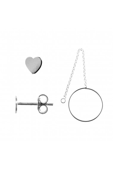 Cercei Argint 925 Delicate Hearts & Hanging Circles