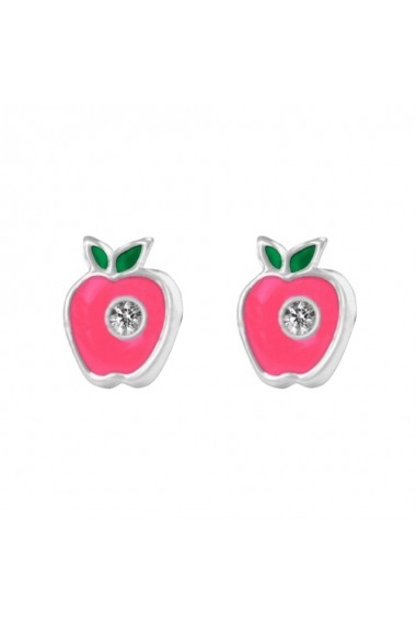 Cercei Argint 925 pentru copii Little Pink & Green CZ Apple