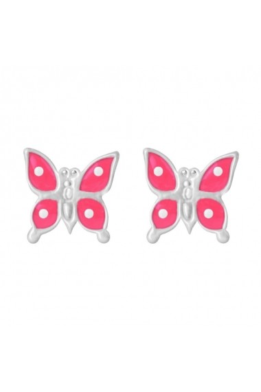 Cercei Argint 925 pentru copii Delicate Pink Butterfly