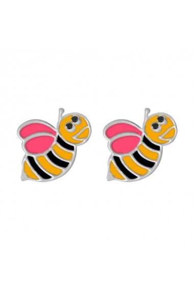 Cercei Argint 925 pentru copii Funny Bee - Pink Wings