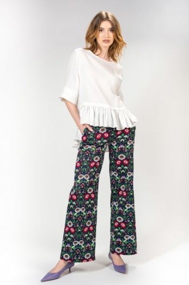 Pantalon dama cu imprimeu floral, RVL