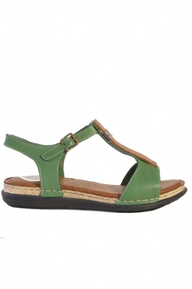 Sandale plate Mopeil din piele naturala Cara 250313 Verde