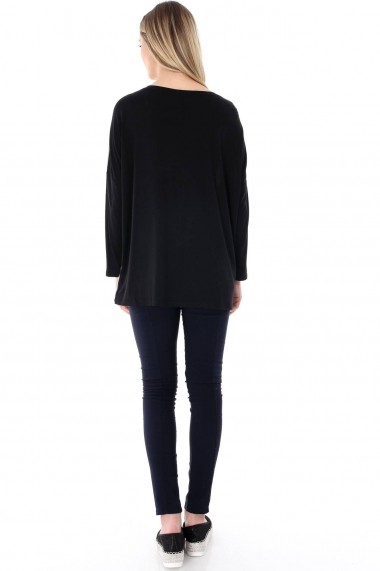 Bluza Roh Boutique neagra, ROH, cu imprimeu fata simpatica - BR1816 negru|multicolor One Size