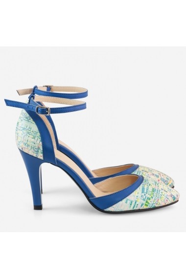 Pantofi decupati din piele naturala albastra Splendid   Dianemarie S55 ca