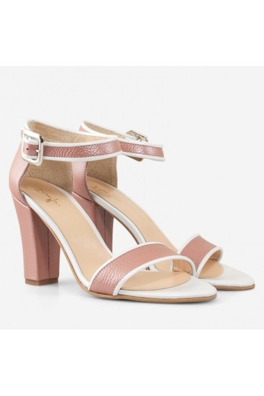 Sandale cu toc din piele naturala roz cu alb Emmylou   Dianemarie S41 rz