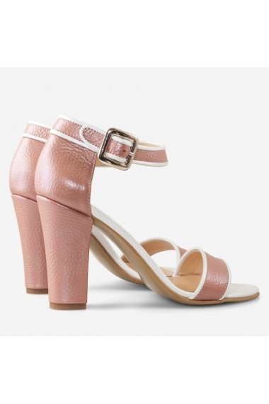 Sandale cu toc din piele naturala roz cu alb Emmylou   Dianemarie S41 rz