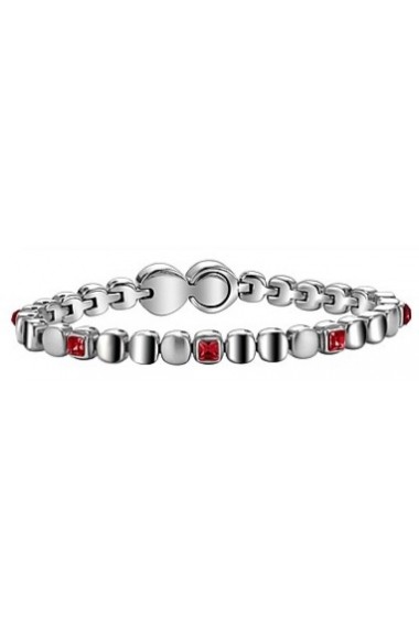 BREIL JEWELS ROLLING DIAMONDS Collection Bracciale in acciaio con cristalli rossi/S/Steel bracelet w. red crystals Size M