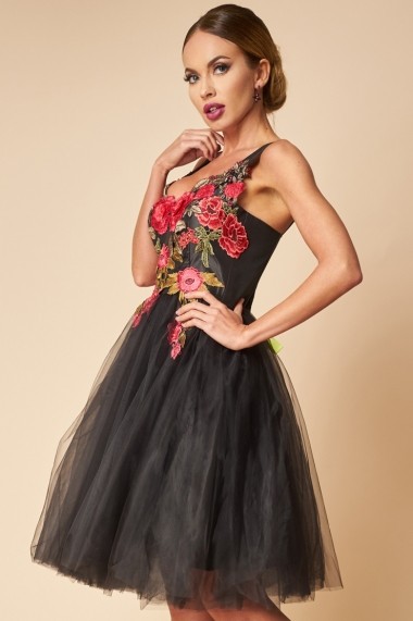 Rochie de ocazie Corset Roses multicolora