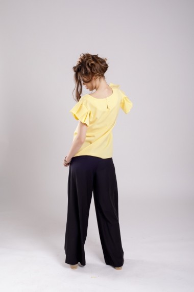 Bluza Couture de Marie cu maneca plisata din bumbac Yellow Fantasy
