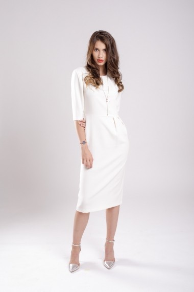 Rochie Couture de Marie conica cu pliuri White Dress