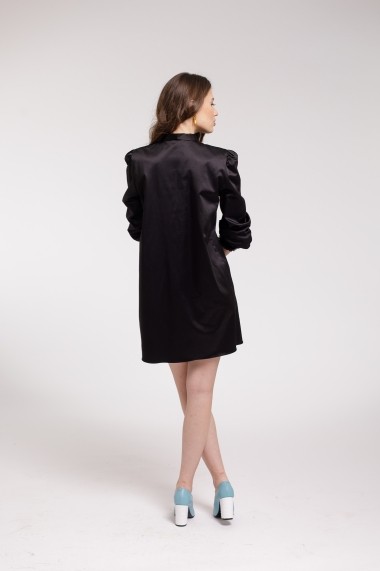 Rochie de cocktail Couture de Marie neagra din bumbac satinat cu esarfa