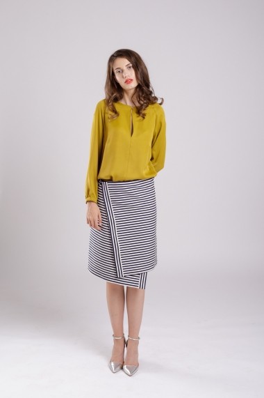 Fusta Couture de Marie asimetrica Striped Skirt
