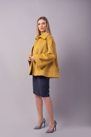 Pardesiu Couture de Marie 0008111 oversized din lana Petal Galben-mustar