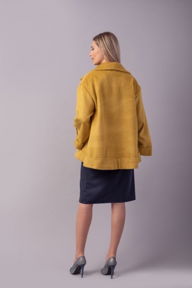 Pardesiu Couture de Marie 0008111 oversized din lana Petal Galben-mustar