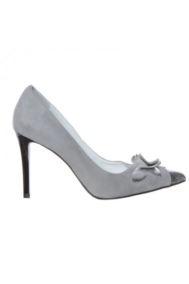 Pantofi cu toc Luisa Fiore IRISA, piele naturala, alb/argintiu