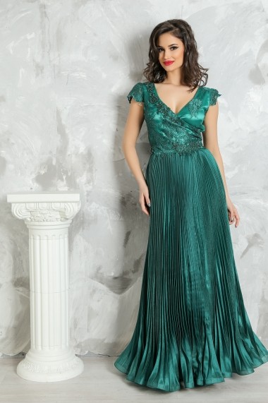 Rochie de seara lunga Roxy Fashion din organza verde