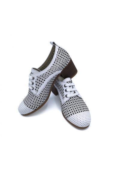 Pantofi cu toc piele naturala Torino 382 albi