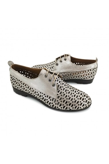 Pantofi piele naturala Torino 721 vizon Argintiu