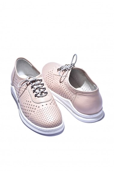 Pantofi piele naturala Torino 18606 roz pudra