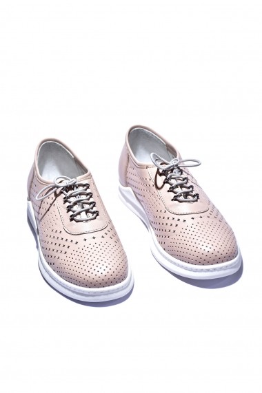 Pantofi piele naturala Torino 18606 roz pudra