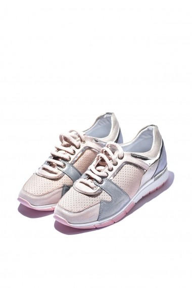 Pantofi piele naturala Torino 456 roz pudra
