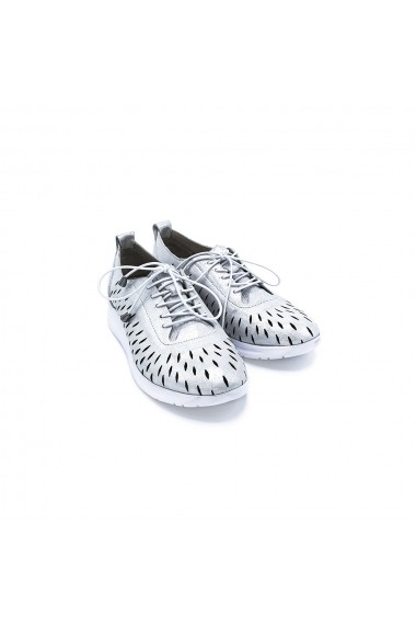 Pantofi piele naturala Torino 9912 albi sidef
