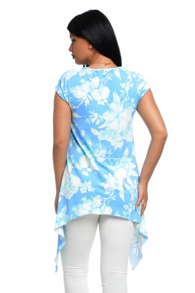 Tricou Dress To Impress cu colturi lungi bleu floral