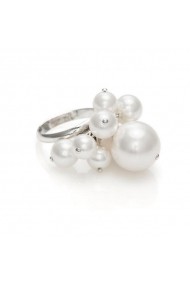 Inel cu perle Swarovski Carla Brillanti Dew Drops White Pearl