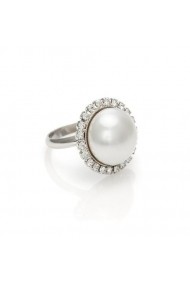 Inel cu perle si cristale Swarovski Carla Brillanti Dream White Pearl