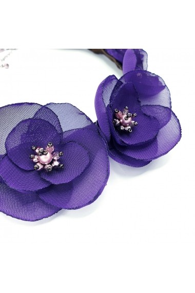 Colier cu flori Zia Fashion Purple Bloom mov